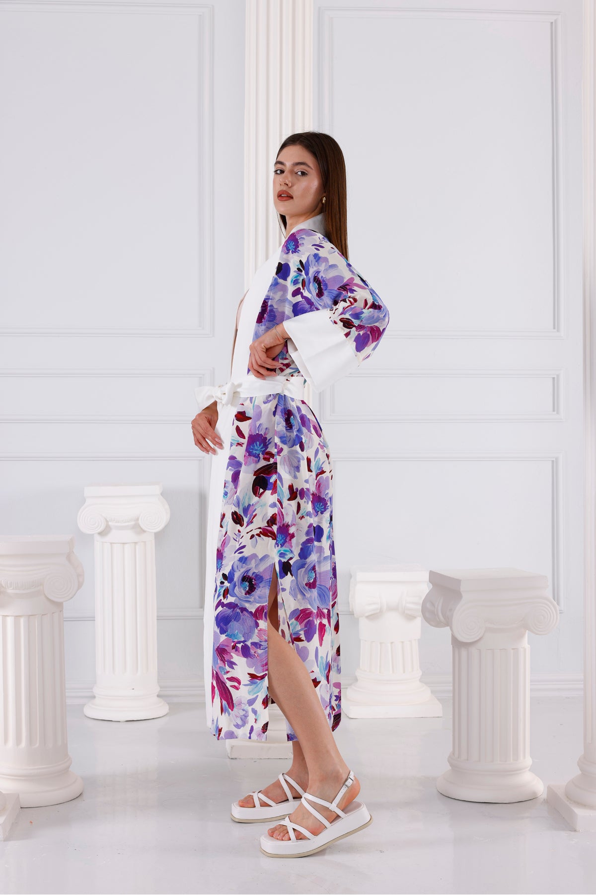 Emma Vegan İpek CUPRO Uzun Kimono - Kimono 5