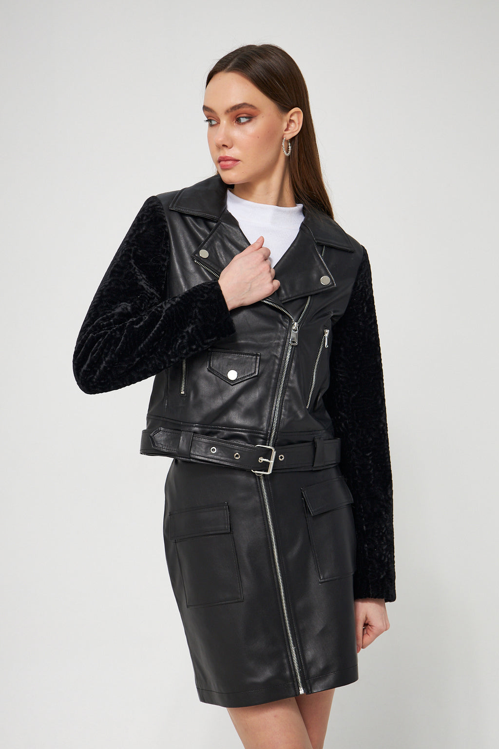 Suni Deri Biker Ceket - Ceket 2