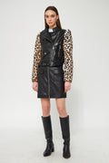 Suni Deri Biker Ceket Leopar - Ceket