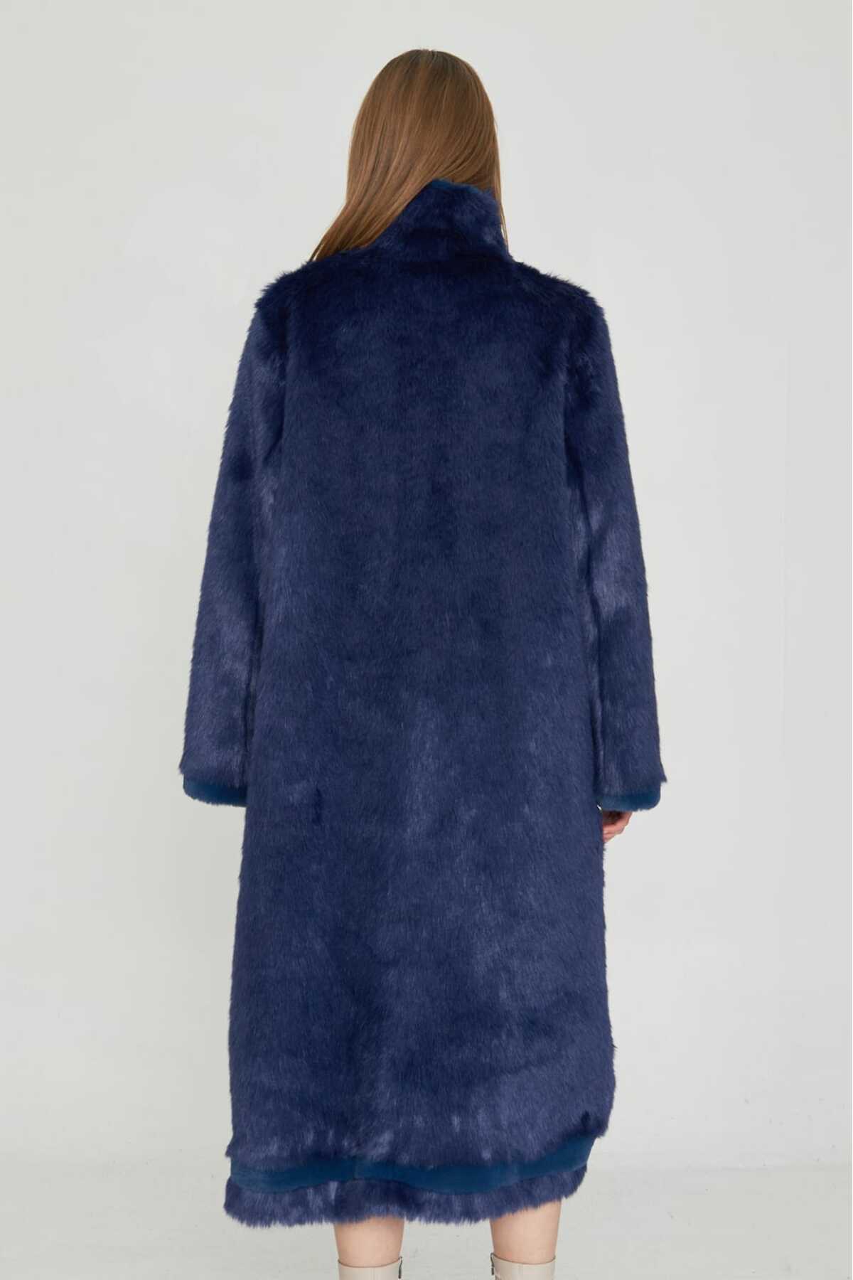 Kaftan Model Jakar Kumaş Detaylı Suni Kürk - Kaban 8