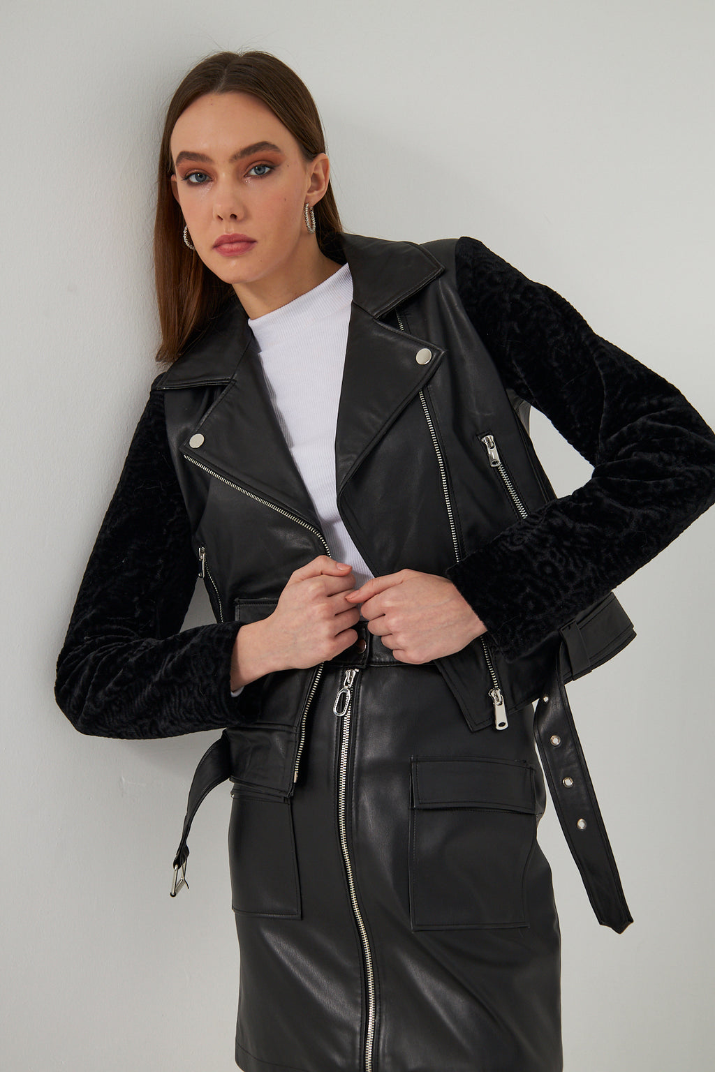 Suni Deri Biker Ceket - Ceket 7