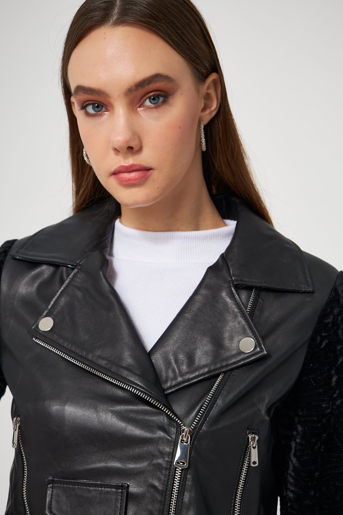 Suni Deri Biker Ceket - Ceket 6