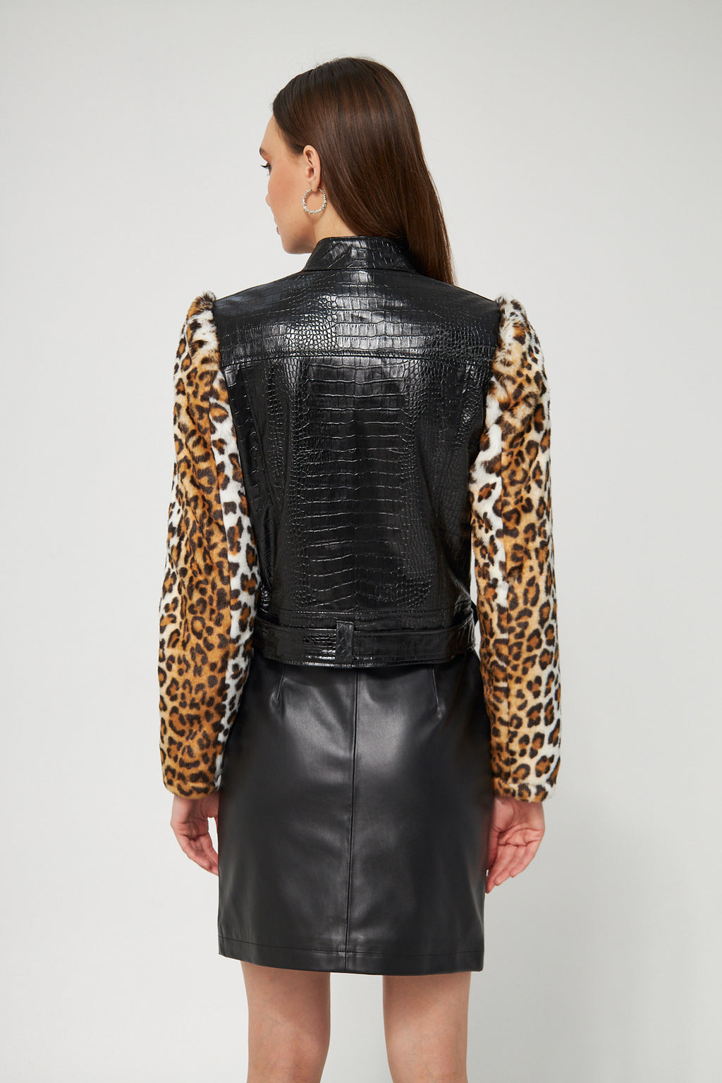 Suni Deri Biker Ceket Leopar - Ceket 7