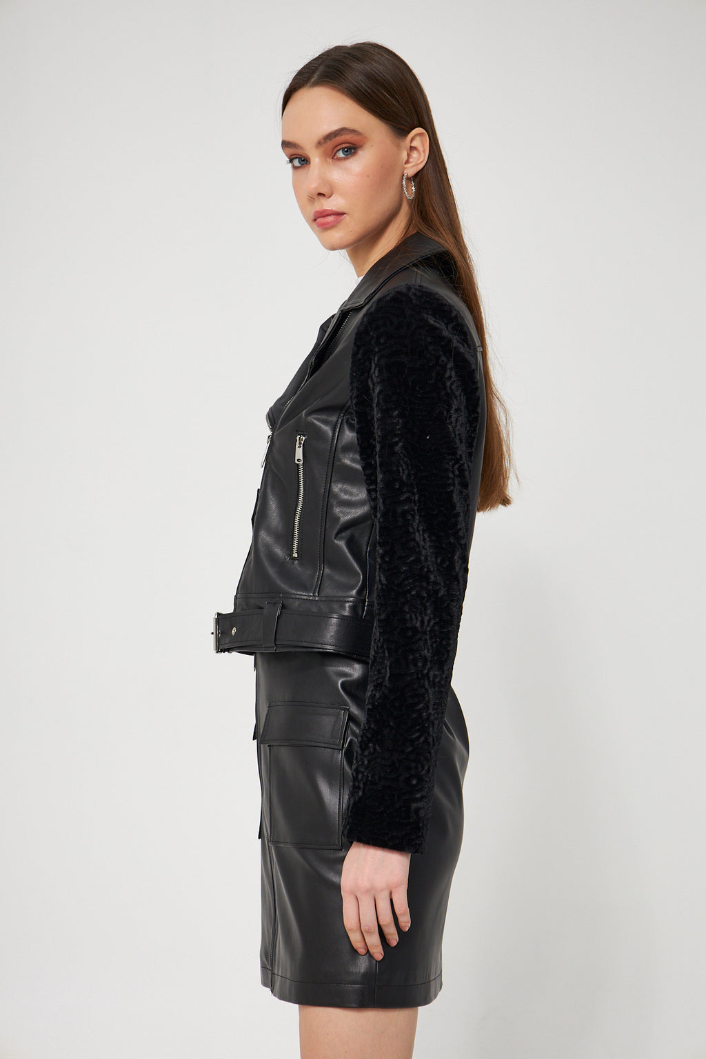 Suni Deri Biker Ceket - Ceket 4
