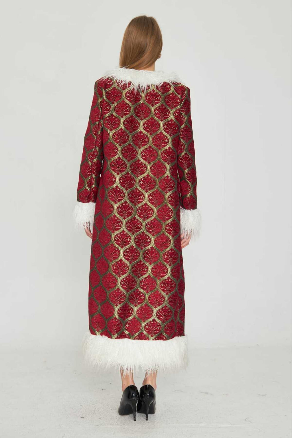 Jakar Suni Kürk Detaylı Kaftan - Kimono 6