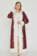 Jakar Suni Kürk Detaylı Kaftan - Kimono